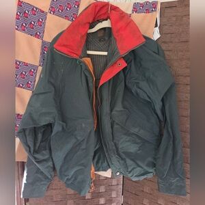 Stylish Green Windbreaker with Red Accents